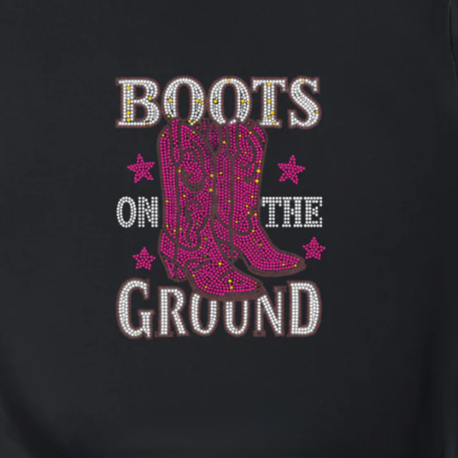 Boots on the Ground Pink and Silver Rhinestone Tee