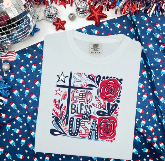 Short Sleeve T-Shirt - God Bless USA/Patriotic
