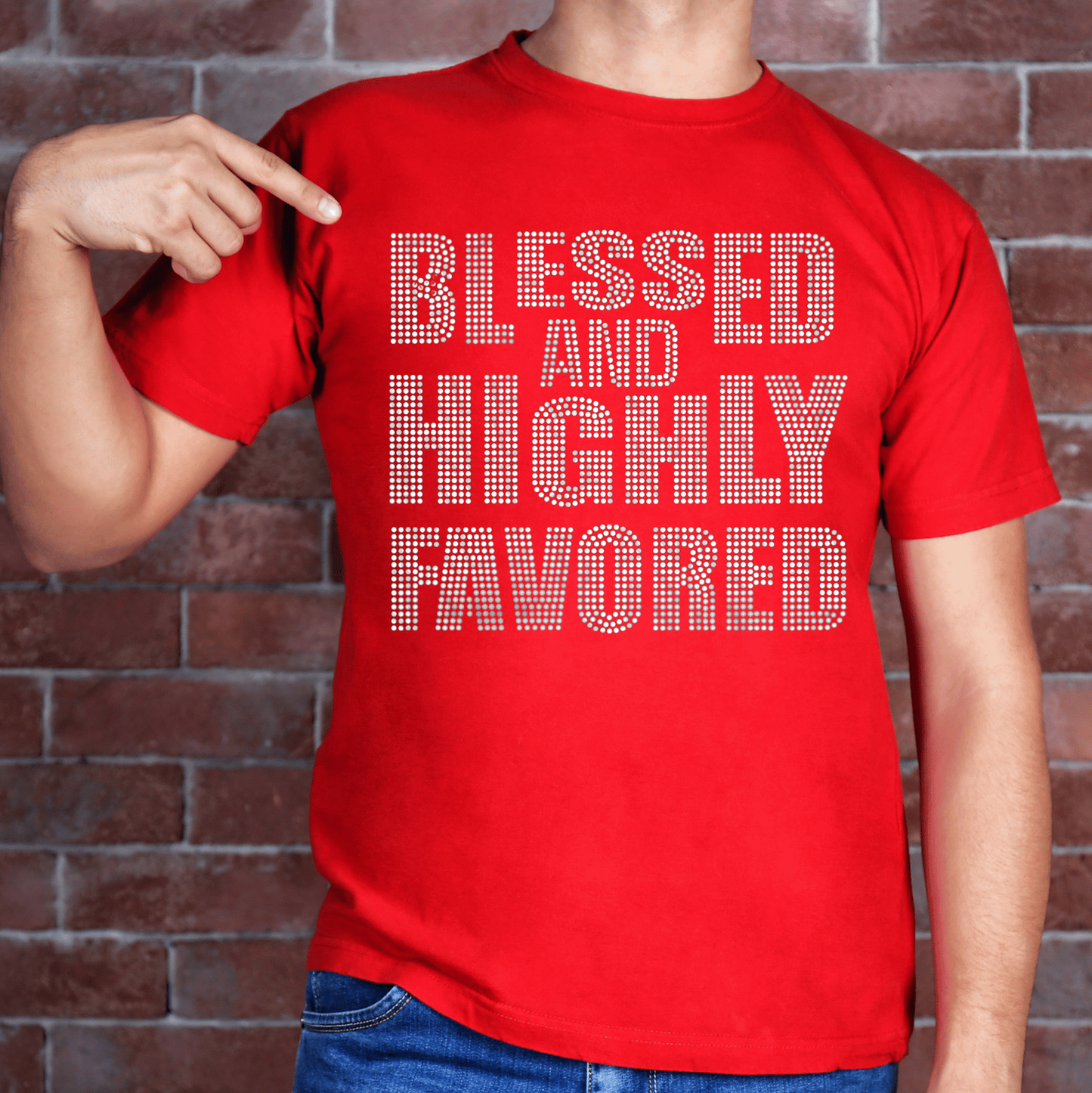 Blessed and Highly Favored Rhinestone Tee