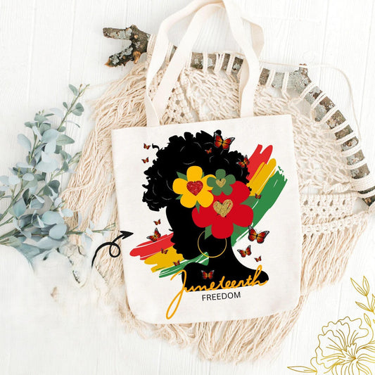 Canvas Tote - Juneteenth Black Woman Silhouette